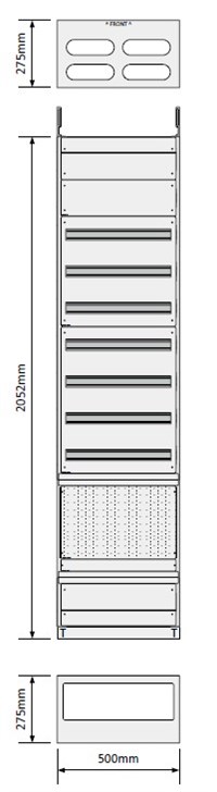 Gulvskap 500 7 Rader med svakstrømfelt 27,5 dybde