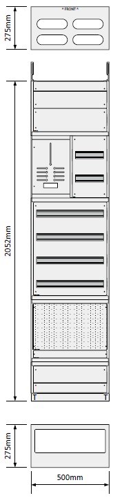 Gulvskap 500 1Målerplass 4 Rader med svakstømfelt 27,5 dybde