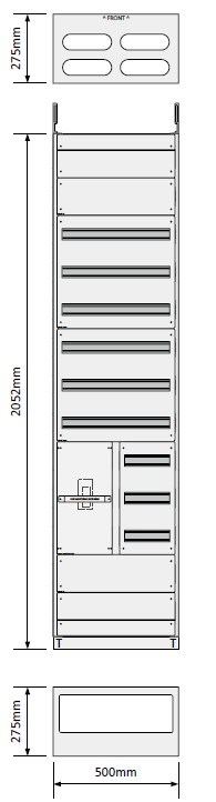 Gulvskap 500 6 Rader med NM8N-250 Effektbrytermodul 27,5 dybde
