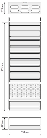 Gulvskap 750 7 Rader med svakstrømfelt 27,5 dybde