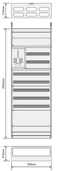 Gulvskap 750 1Målerplass 5 Rader 27,5 dybde