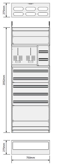 Gulvskap 750 2Målerplasser 5 Rader 27,5 dybde