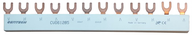 Kappet skinne 4P (3+N) 4modul 3 kurser for jordfeilautomat 3+N pol 4 mod TN 16mm²