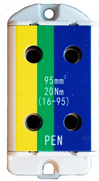 Kobl.klemme Al/Cu 95mm² PEN dobbel gul/grønn/blå