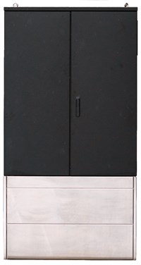 Outflex 400 utv. Alu.skap Dobbeltvegget u/sokkel B=4mod H=3mod sort RAL9005
