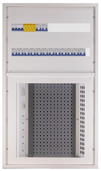 Fordelingsskap NEK700 2x25mod+Media 150m2 B55 H95 D15 PÅV/INNF 8x50 1x32 1x25